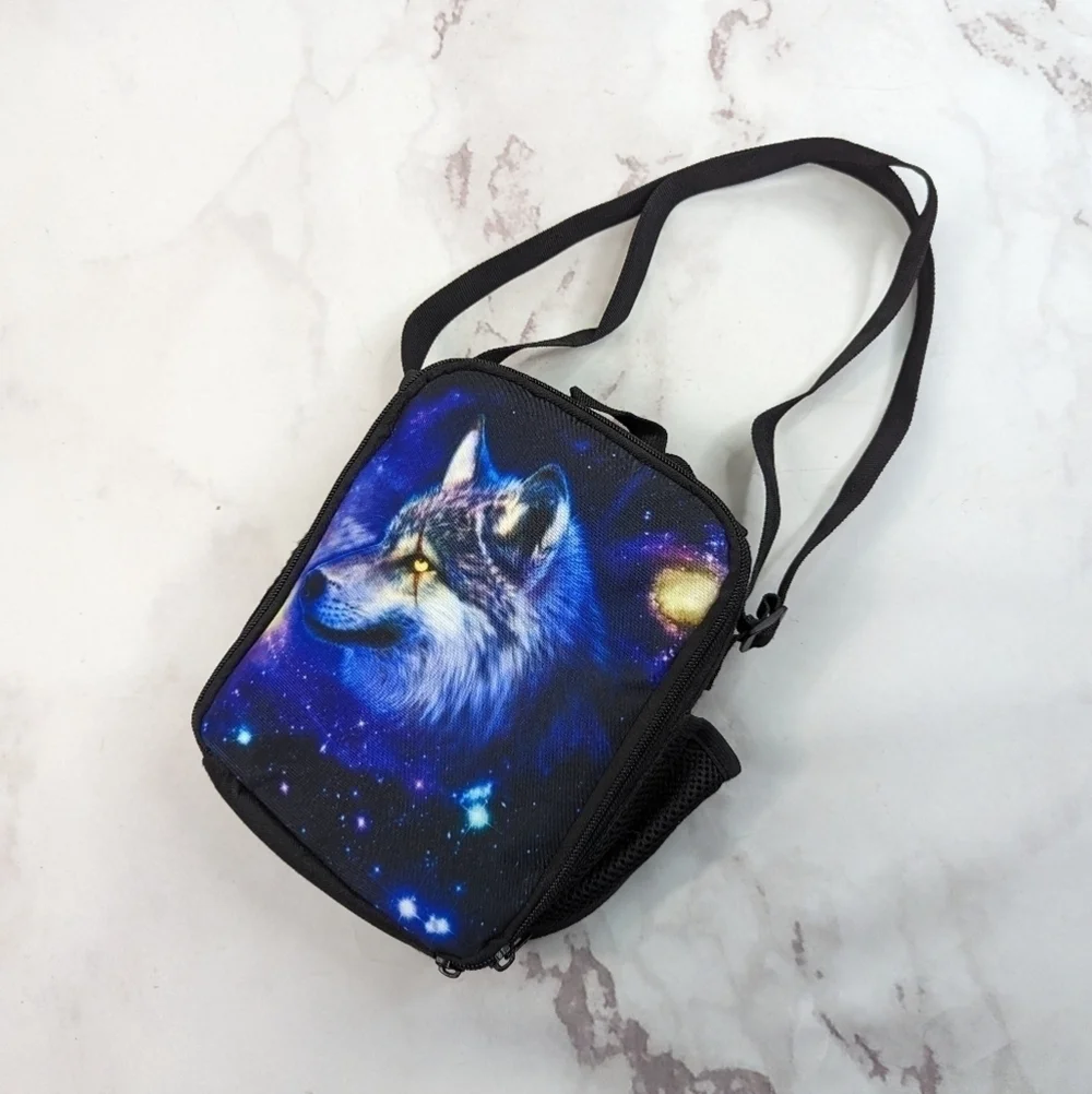 Wolf Lunch Box Galaxy Insulated Bag Adult Kids Portable Cooler School Travel